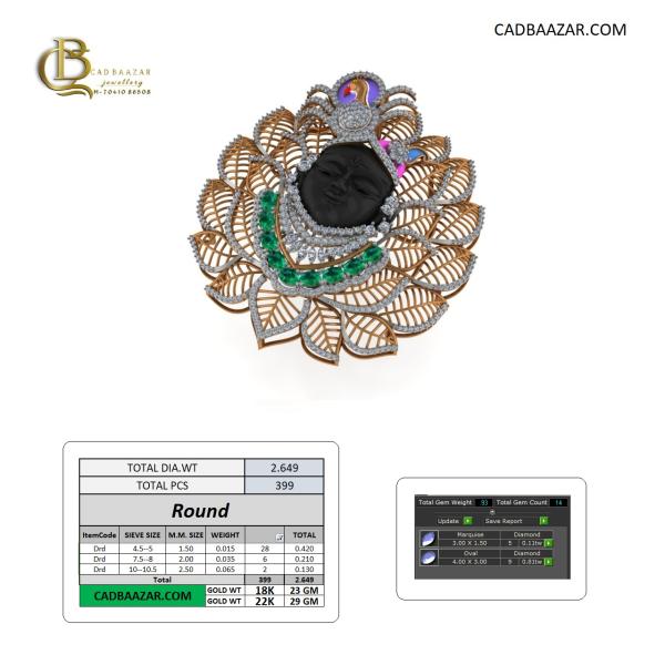 Exclusive Lord Krishna Diamond Pendant 3d Cad File